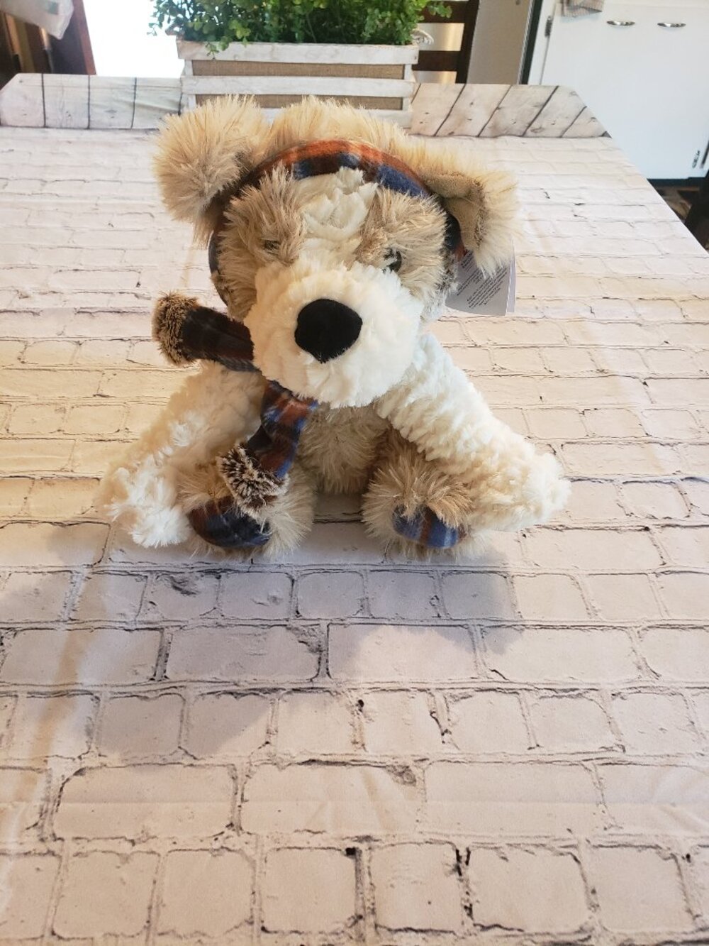 Gentle Treasures Stuffed Plush Tan Bentley Puppy Dog Ear Muffs & Scarf NWT